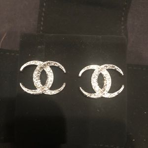 CHANEL silver earrings